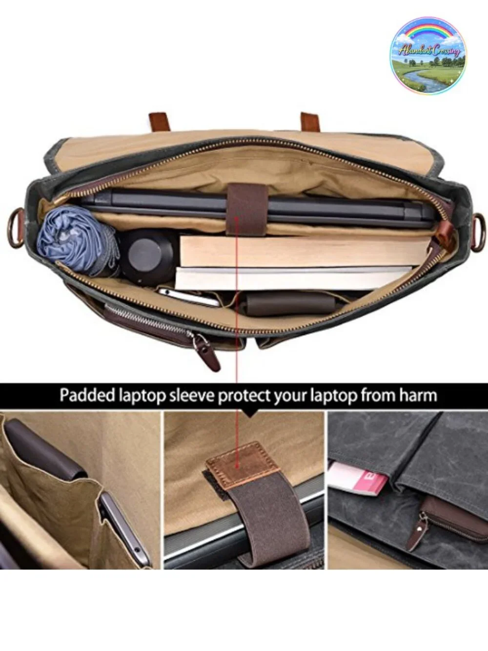 Vintage Leather Messenger Bag for Men 15.6 inch Laptop Case